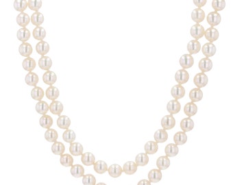 1960s Cultured Pearl Yellow Gold Double Row Necklace