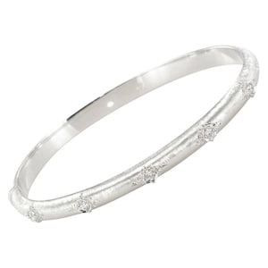 Satin White Gold and Diamond Bangle Bracelet
