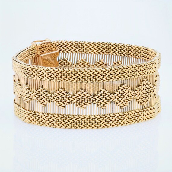 1960s Retro 18 Karat Yellow Gold Woven Bracelet - image 9