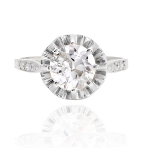 French 1950s 1.50 Carat Diamond Platinum Solitaire Ring