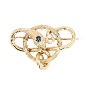 French 19th Century Sapphire 18 Karat Yellow Gold Snake brooch