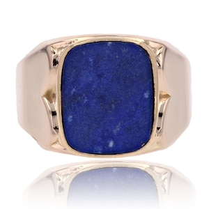 French Retro 1950s Lapis Lazuli 18 Karat Yellow Gold Signet Ring