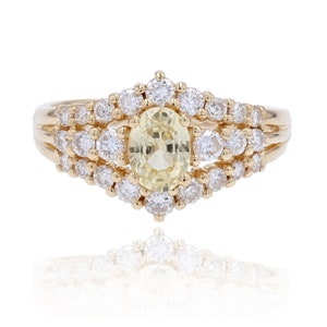 Modern Yellow Sapphire Diamonds 18 Karat Yellow Gold Ring