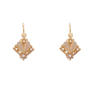French 19th Century Natural Pearl 18 Karat Rose Gold Lever, Back Earrings