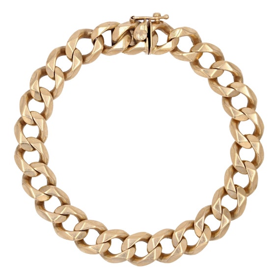 French 1950s 18 Karat Yellow Gold Curb Bracelet - image 1