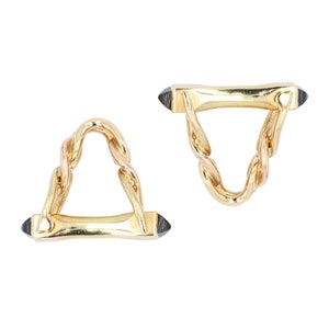 French 1960s Sapphire 18 Karat Yellow Gold Stirrup Design Cufflinks