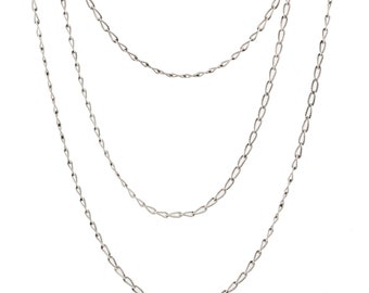 1900s Chiseled Silver Long Chain Necklace