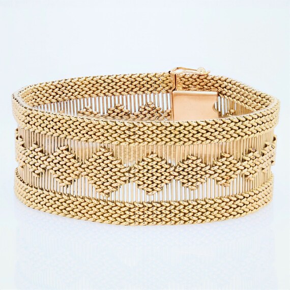 1960s Retro 18 Karat Yellow Gold Woven Bracelet - image 4