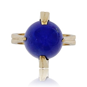 French 1970s Lapis lazuli 18 Karat Yellow Gold Ring