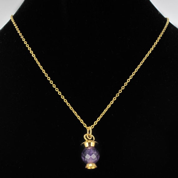 French 1960s Faceted Amethyst 18 Karats Gold Lant… - image 3