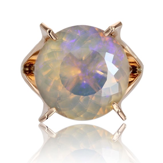 French 1960s Purple Jelly Opal 18 K Rose Gold Retr