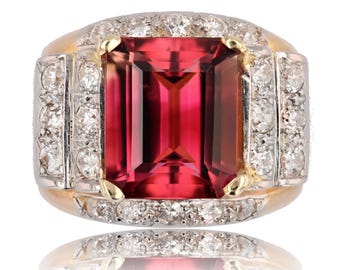 Bague Or Rose 18k Diamant Ancienne Style Marguerite C.1900 - Taille 57