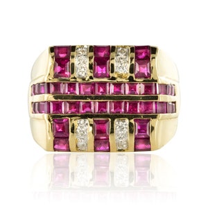 Modern Ruby diamond signet ring