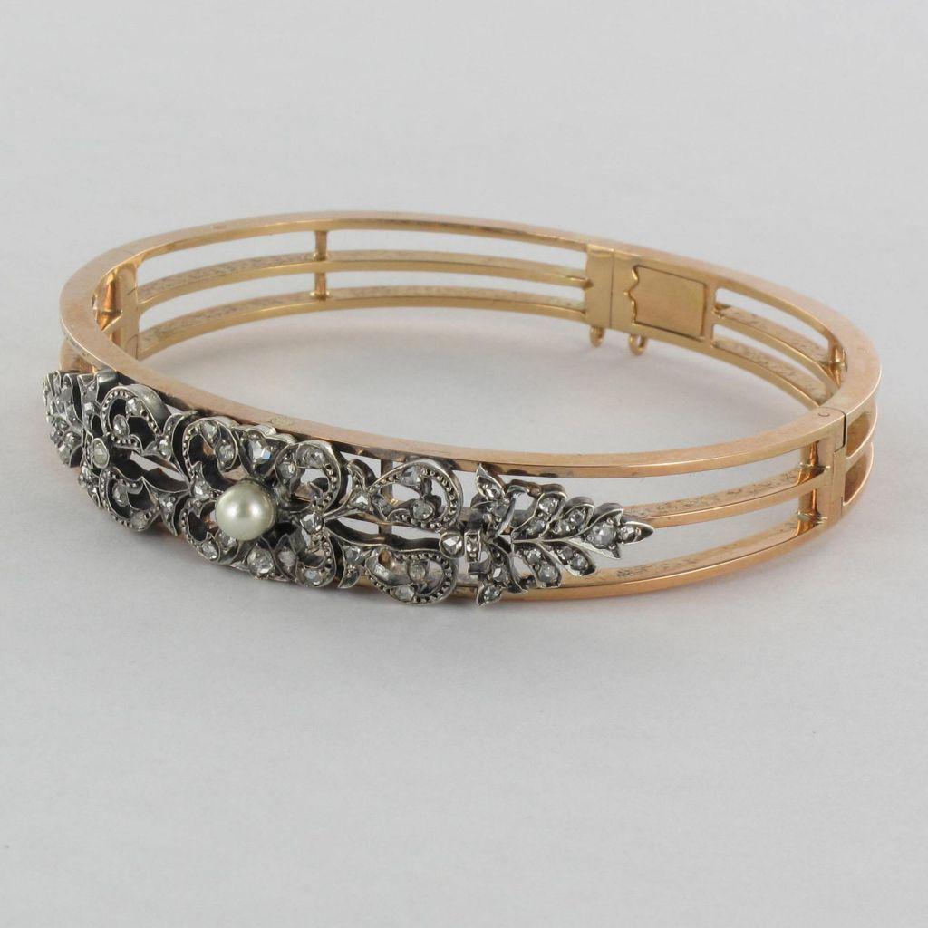Bracelet Or 18k Et Argent Diamants Napoléon III « Tiare » - Bijou Ancien Exceptionnel