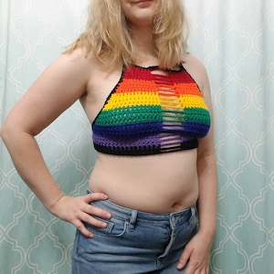 Crochet LGBTQ pride crop top halter bralette