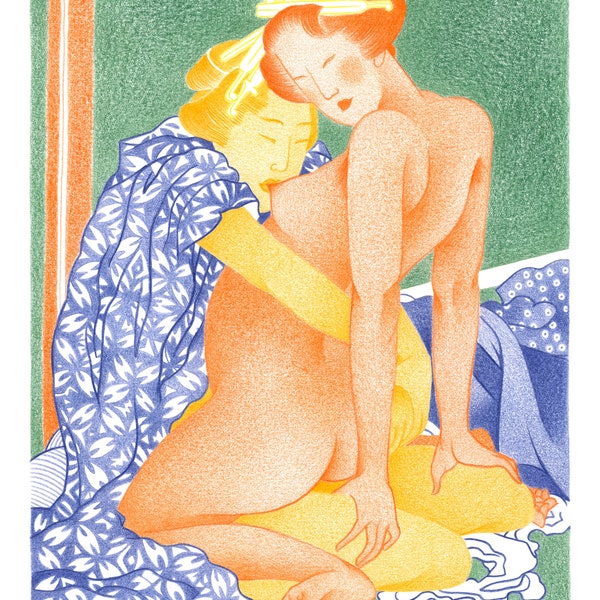 Boulisan, le couple 02 A4 21x29,7cm affiche reproduction illustration dessin crayons de couleur Marie Casays