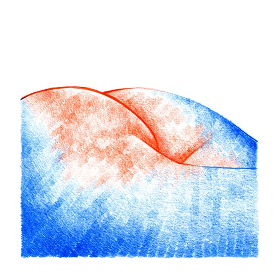 Lecture A La Plage Dessin Crayon Illustration Impression Etsy