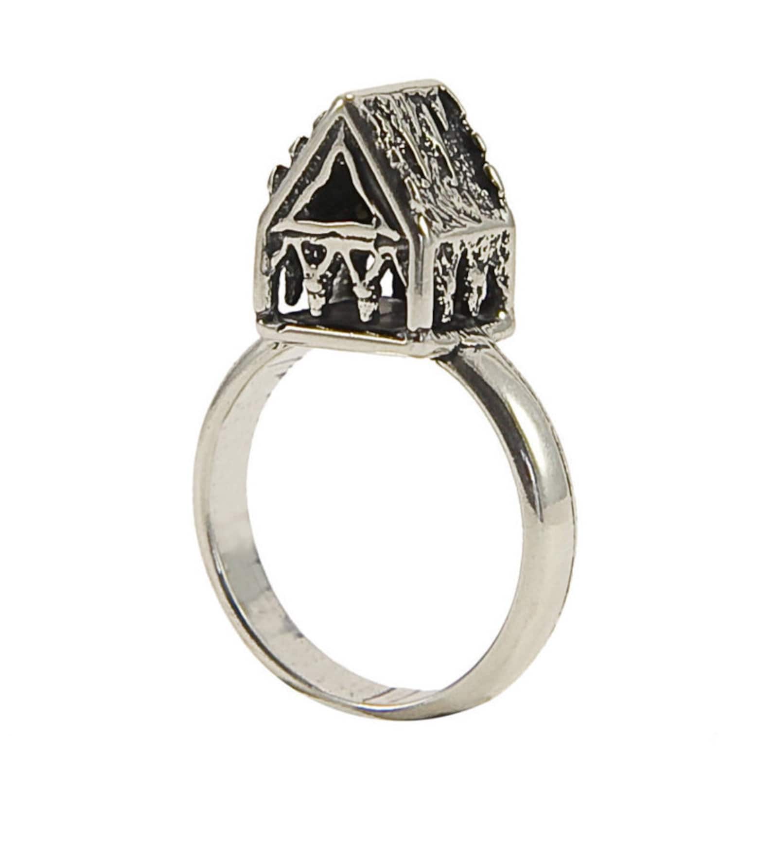 Ancient Jewish wedding ring with house Etsy