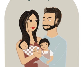 Custom Family Portrait illustration - Digital File