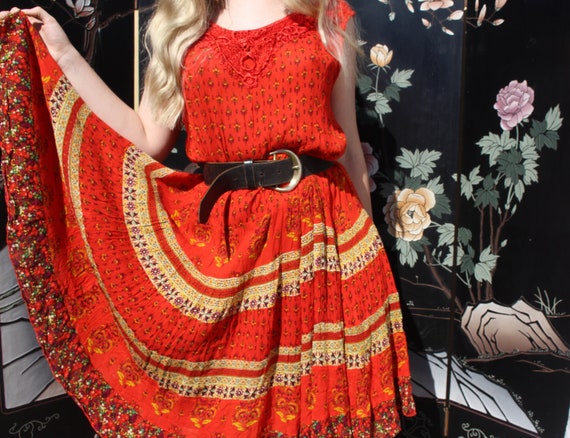 Vintage VTG 80's 1980's Phool Red Indian Patterned