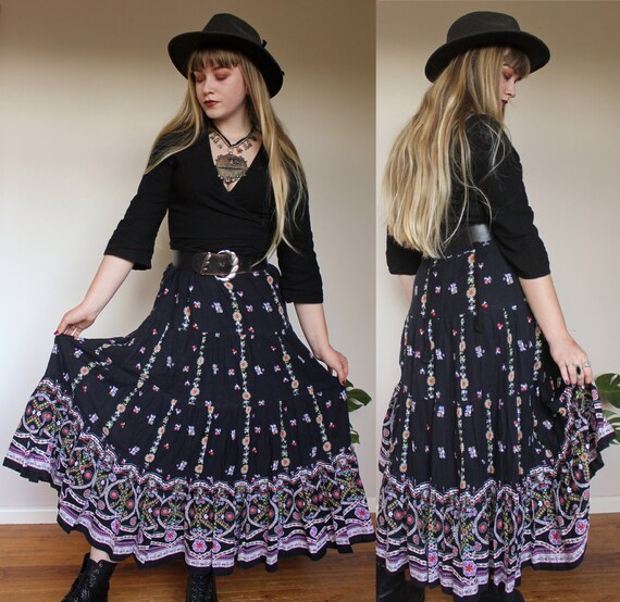 Vintage VTG 80's 1980's Floral Patterned Tiered Pr