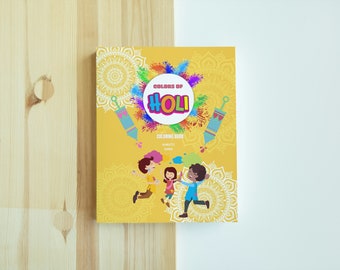 Holi Indian festival coloring book for kids and adults