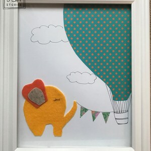 Elephant and Hot air balloon baby birth frame