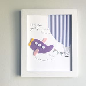 Travel theme personalized baby birth frame nursery art