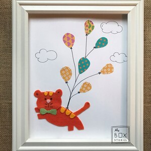 Wildlife and balloons personalized baby birth frame nursery art
