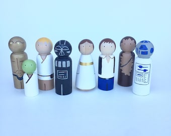 Starwars Peg Doll Set - Wood Toy, Montessori play, creative play,