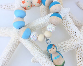 Ready to ship Blue Mermaid Bracelet - toddler bracelet, kid bracelet, party favor, birthday gift