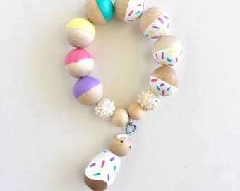 Ready to ship Donut inspired kids bracelet - birthday party, Easter basket