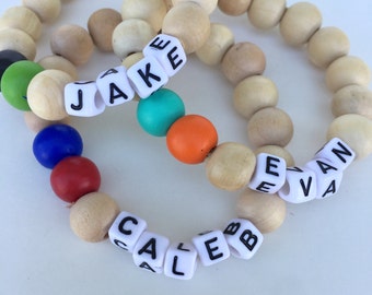 Boy Bracelets - Party Favors, Custom Name Bracelet, Kids, Toddler, ID Bracelet