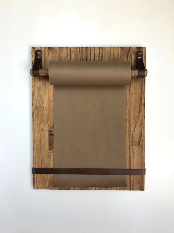 Butcher Paper Roll Dispenser Leather & Wood Kraft Paper Holder Rustic  Message Board Kitchen Farmhouse Wall Decor Modern 