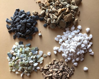 Bulk by the Pound White, Black, Jade Green Small Natural Pebbles Terrarium Building Supply for Floral Decorations, Fairyhouses, landscapes