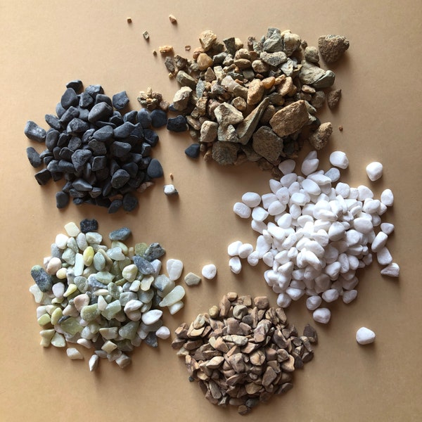 Bulk by the Pound White, Black, Jade Green Small Natural Pebbles Terrarium Building Supply for Floral Decorations, Fairyhouses, landscapes