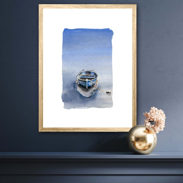 Barques ,aquarelle ,bleu,mer,ocean,marine,