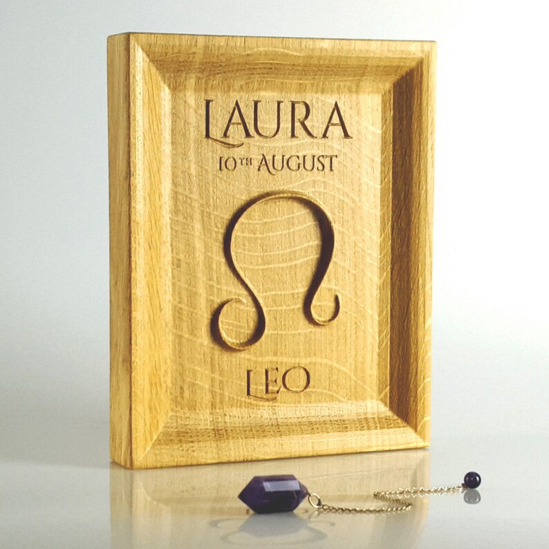 Unique Solid Oak Leo Zodiac Gift, Astrology Present, Zodiac Wall Art