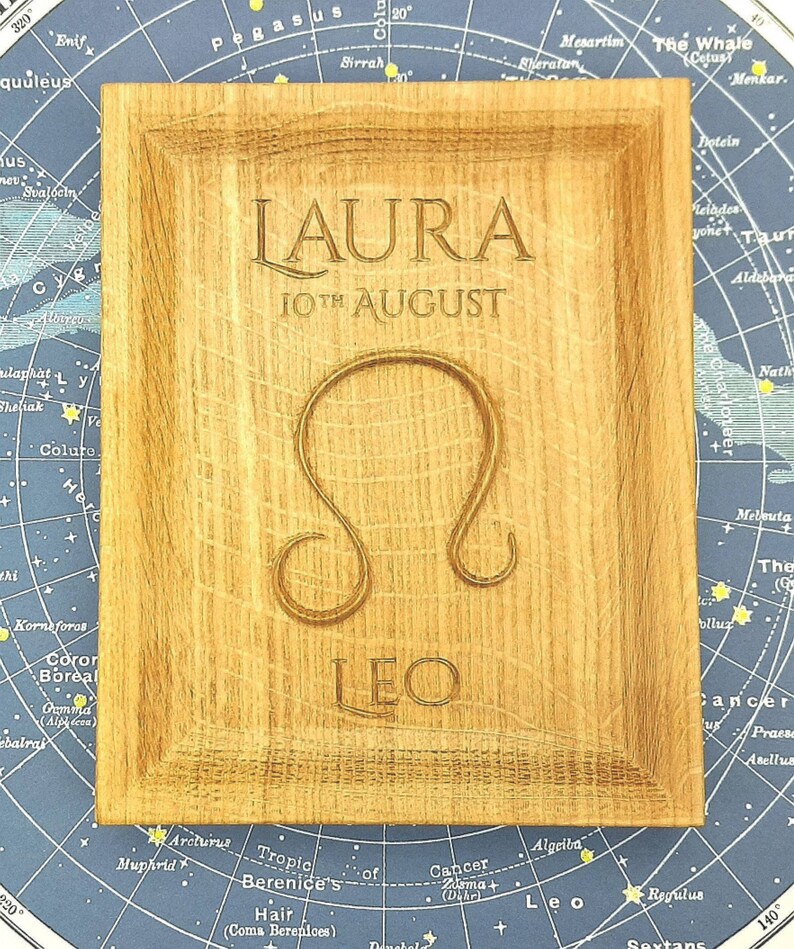Unique Solid Oak Leo Zodiac Gift, Astrology Present, Zodiac Wall Art