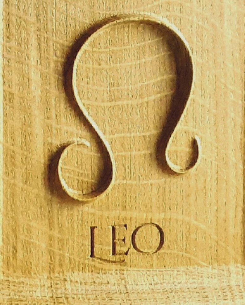 Unique Solid Oak Leo Zodiac Gift, Astrology Present, Zodiac Wall Art
