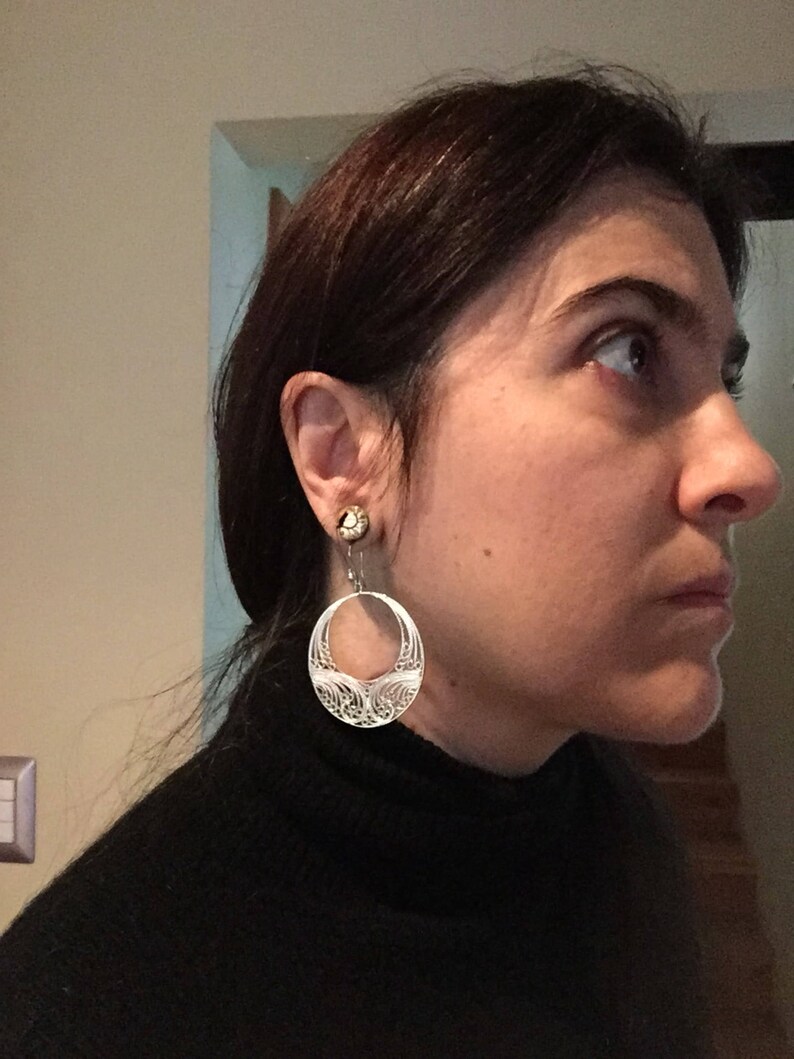 Silver Filigree Earrings big circular