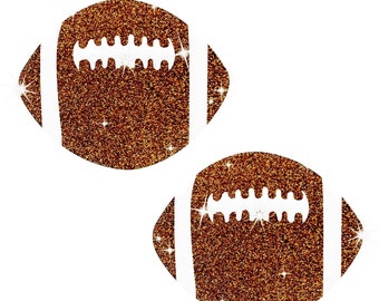 American Football Brown Glitter Nipple Cover Pasties For Raves, NFL Parties, Halloween, Outfits, Costumes, and More! Waterproof