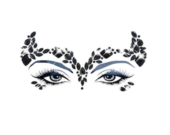 Maleficent Black Gothic Queen Crystal Jewel Face Sticker For Raves, Festivals, Outfits, Costumes, and More! Waterproof