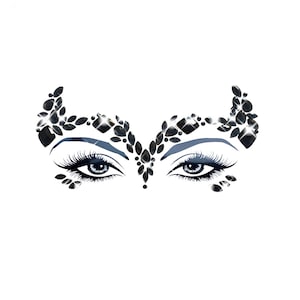 Maleficent Black Gothic Queen Crystal Jewel Face Sticker For Raves, Festivals, Outfits, Costumes, and More! Waterproof