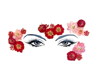 Real Dried Flowers Face Body Sticker Para Raves, Festival, Bodas y Maquillaje- Listo para Usar, Peel 'N Stick