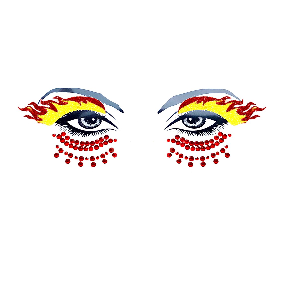 Ghost Rider Glitter Flame Eye Sticker With Jewels Crystals for Raves ...