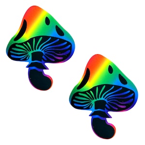 Rainbow Trippin&#39; Psychedelic Toadstool Nipztix Pasties Nipple Covers Stickers For Raves and Festivals Waterproof