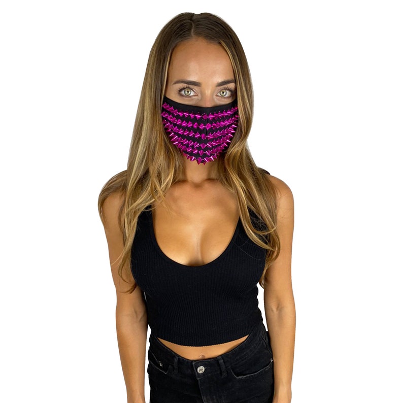 Neva Nude Studded Face Mask Cover, 3 layers, 100% cotton, inner pocket for filter, wired nose bridge, adjustable ear loops image 9