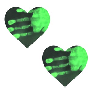 Temperature Reactive Color Changing Blacklight Reactive X and Heart Factor Nipple Cover Pasties For Raves and Festivals Waterproof!