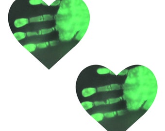 Temperatur Reaktiv Farbwechsel Schwarzlicht Reactive X und Heart Faktor Nipple Cover Pasties Für Raves und Festivals Wasserfest!